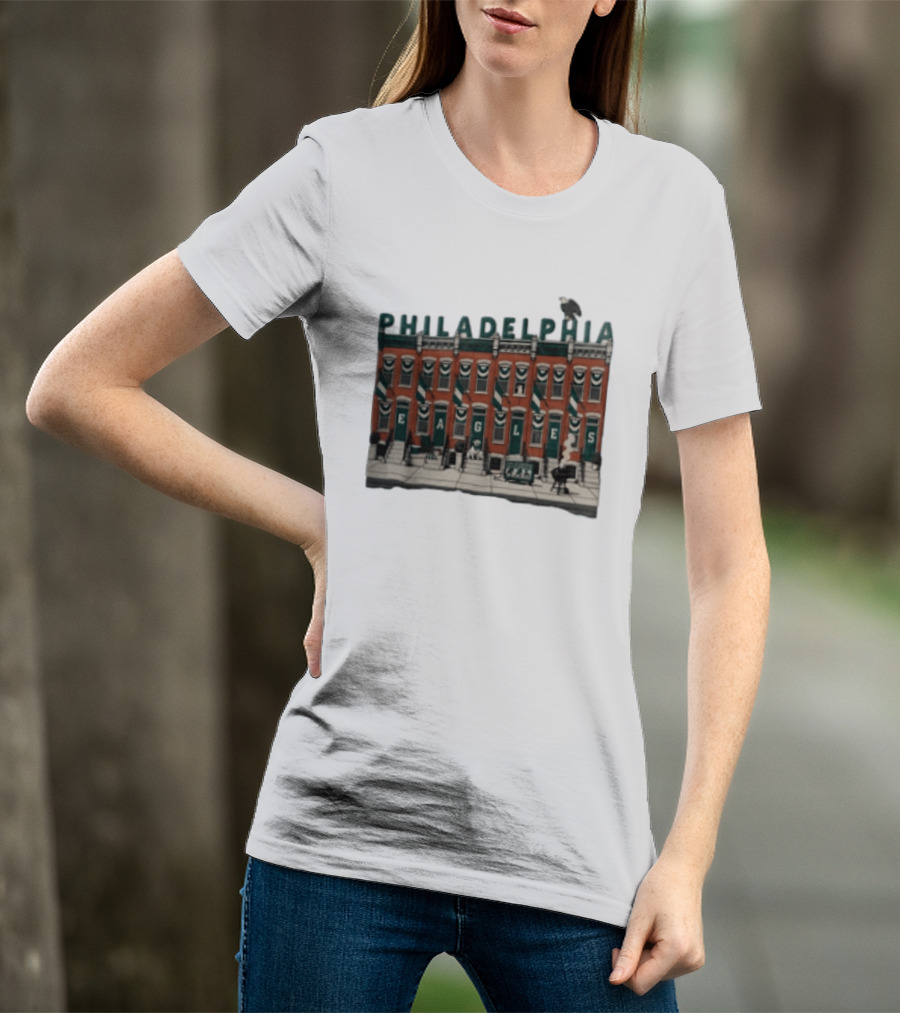 Philadelphia Eagles Birds On The Block Rowhouses T-Shirt