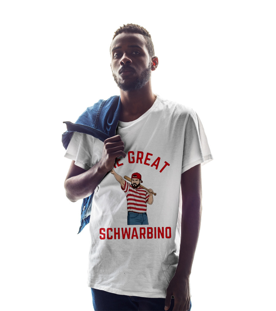 Philadelphia Phillies The Great Schwarbino Baseball Player Stripes And Bat T-Shirt