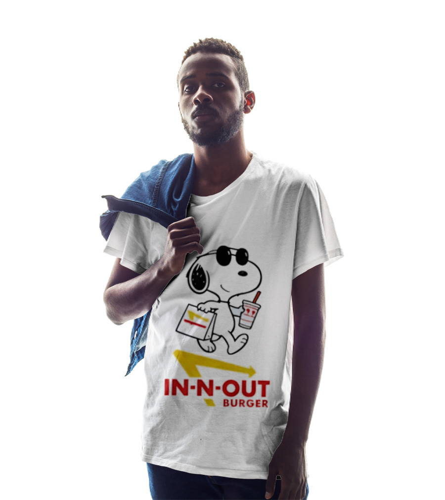 Snoopy With In N Out Burger Bag And Drink Peanuts Fast Food T-Shirt