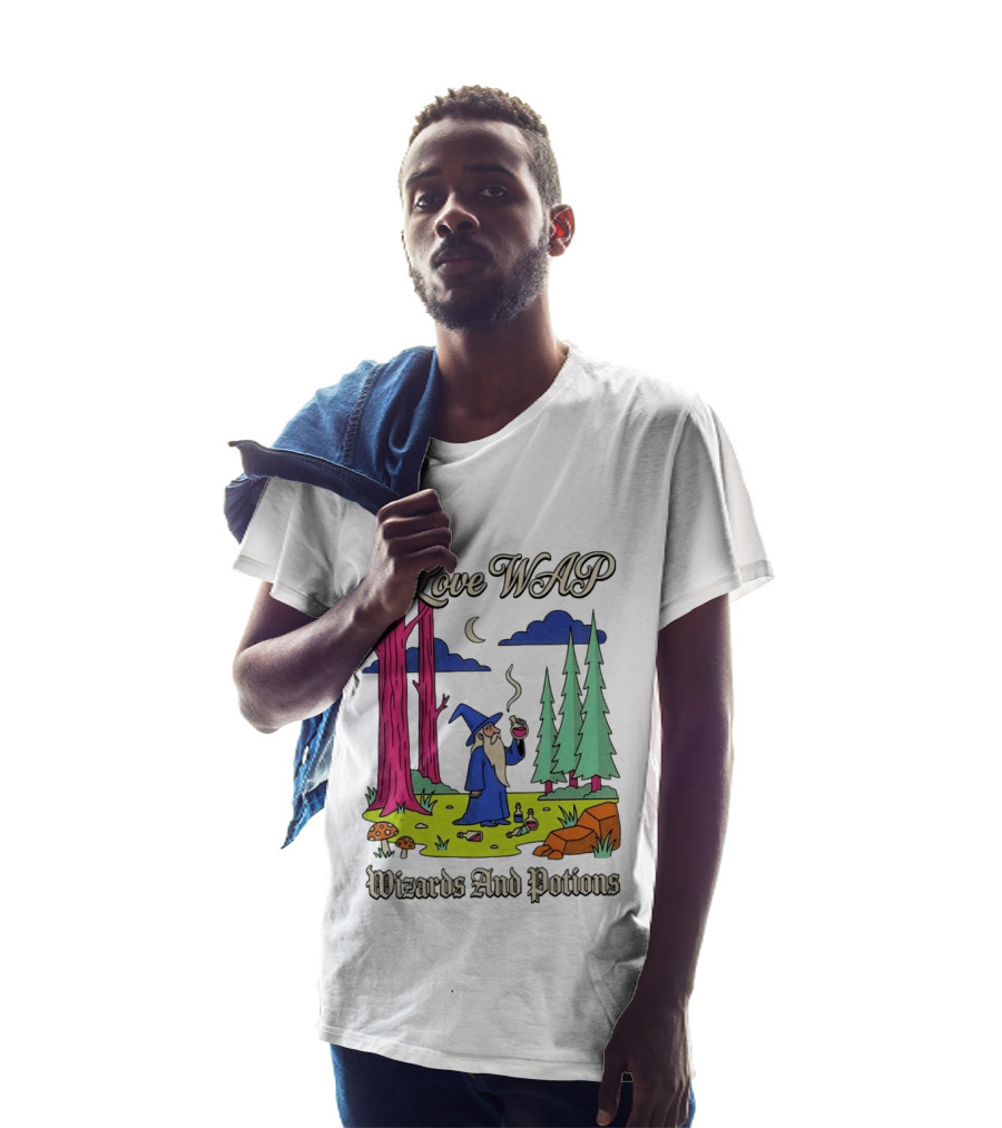 I Love WAP Wizards And Potions Vintage Wizard Forest Scene T-Shirt