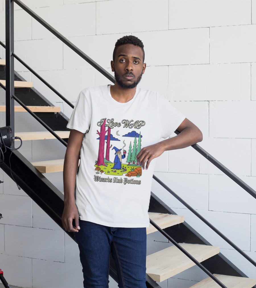 I Love WAP Wizards And Potions Vintage Wizard Forest Scene T-Shirt