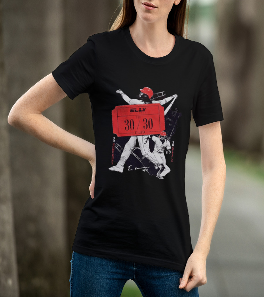 Cincinnati Reds Baseball Elly De La Cruz 30/30 Club 30 Home Runs 30 Stolen Bases T-Shirt