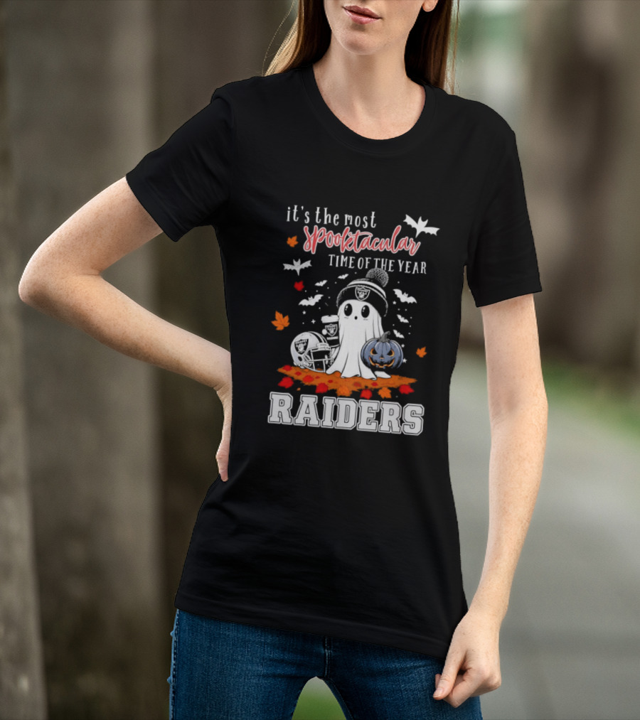 It's The Most Spooktacular Time Of The Year Raiders Halloween Ghost Pumpkin T-Shirt