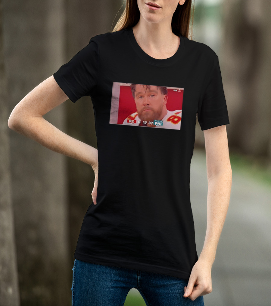 Kelce's Face Disappointment KC 6 PHI 37 NFL Football Game Loss T-Shirt