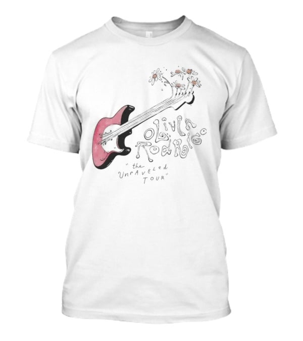 Olivia Rodrigo The Unraveled Tour Guitar Sketch With Flower Accents T-Shirt