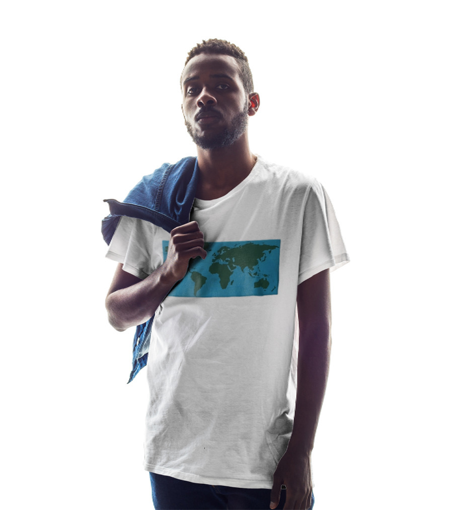 World Map Continents Green And Blue Ocean T-Shirt