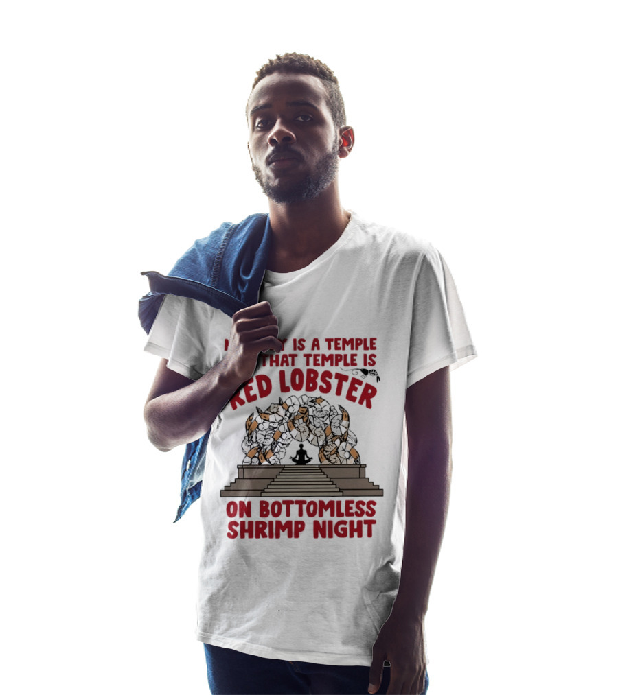 My Body Is A Temple And That Temple Is Red Lobster On Bottomless Shrimp Night Winged Statue T-Shirt