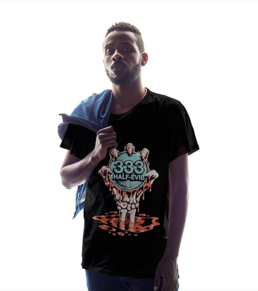 333 Half Evil Skeleton Hands Bloody Coin T-Shirt