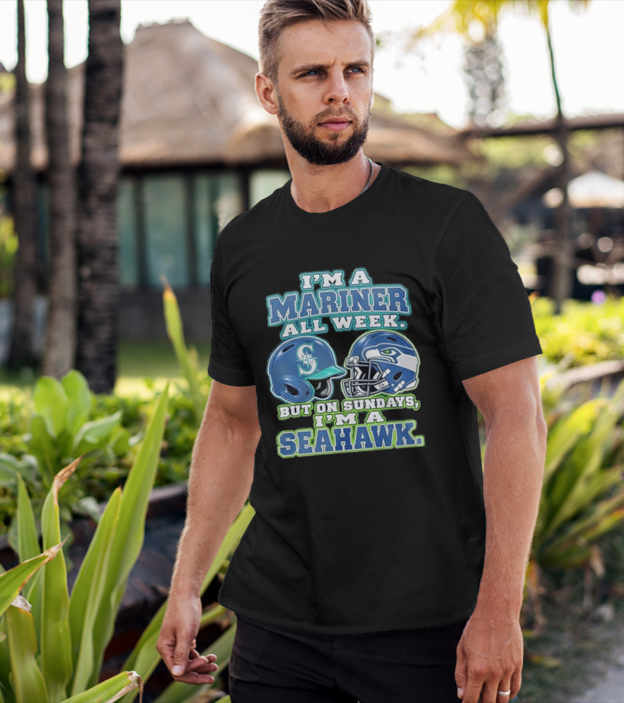 I'm A Mariner All Week But On Sundays I'm A Seahawk Football Helmet T-Shirt