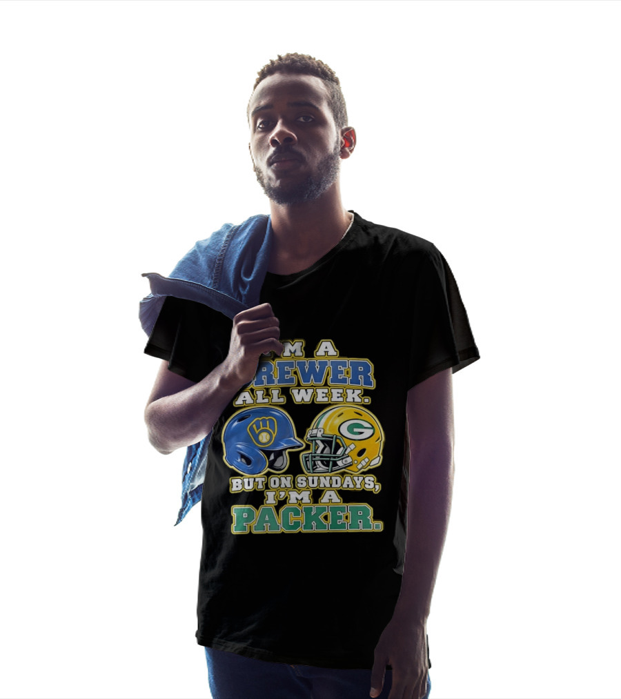 I'm A Brewer All Week But On Sundays I'm A Packer Helmet T-Shirt
