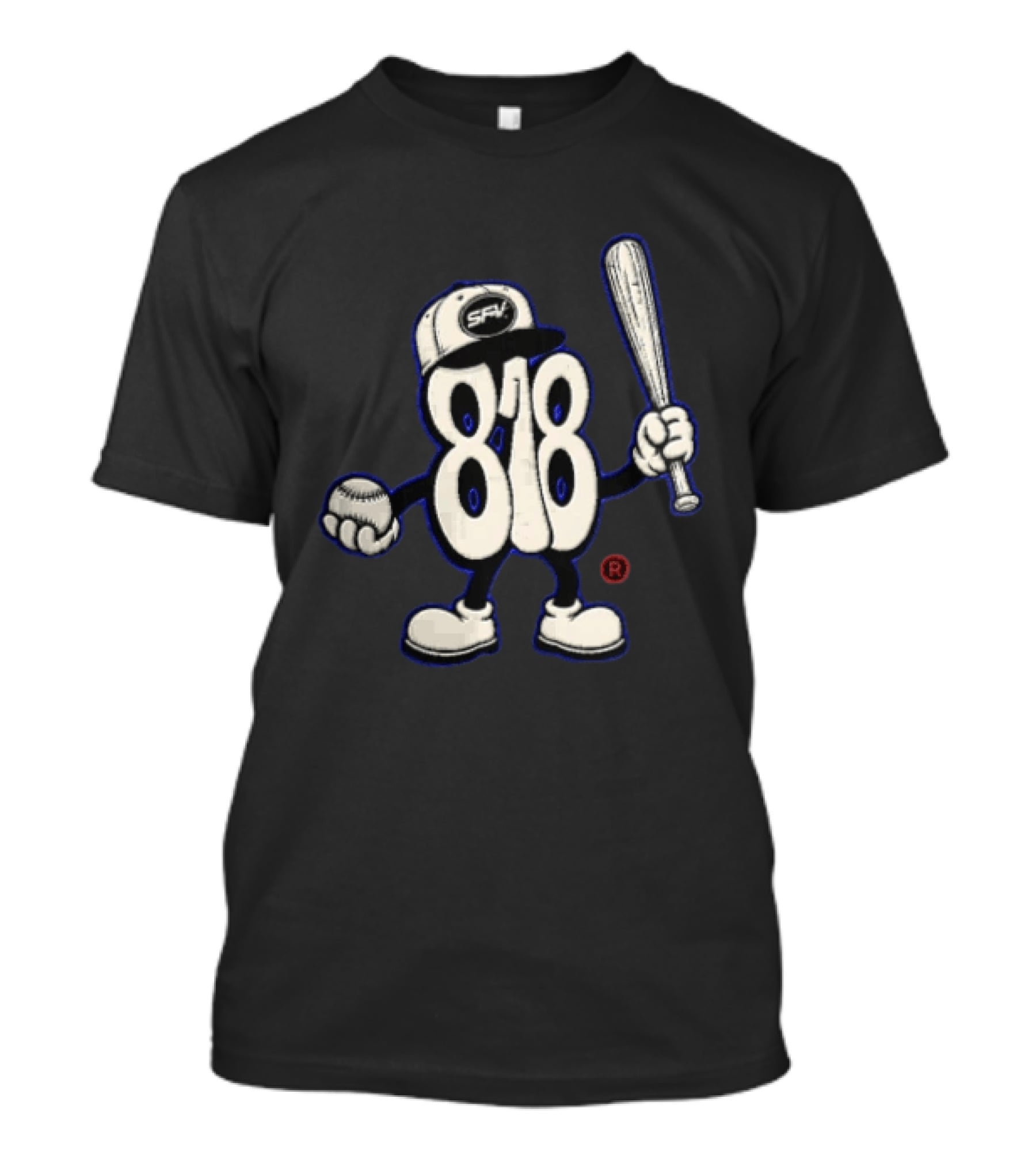 SFV 818 Character Baseball Cap Holding Bat And Ball T-Shirt