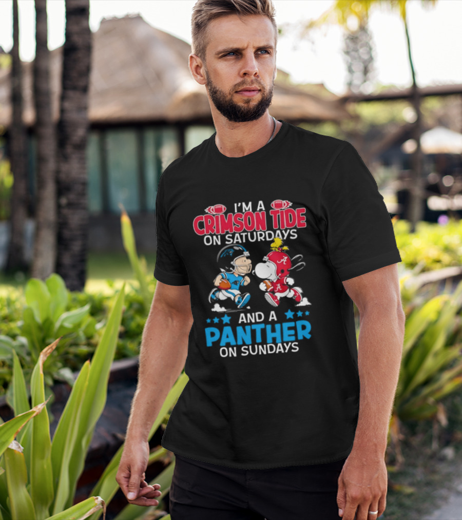 I'm A Crimson Tide On Saturdays And A Panther On Sundays Snoopy And Charlie Brown T-Shirt