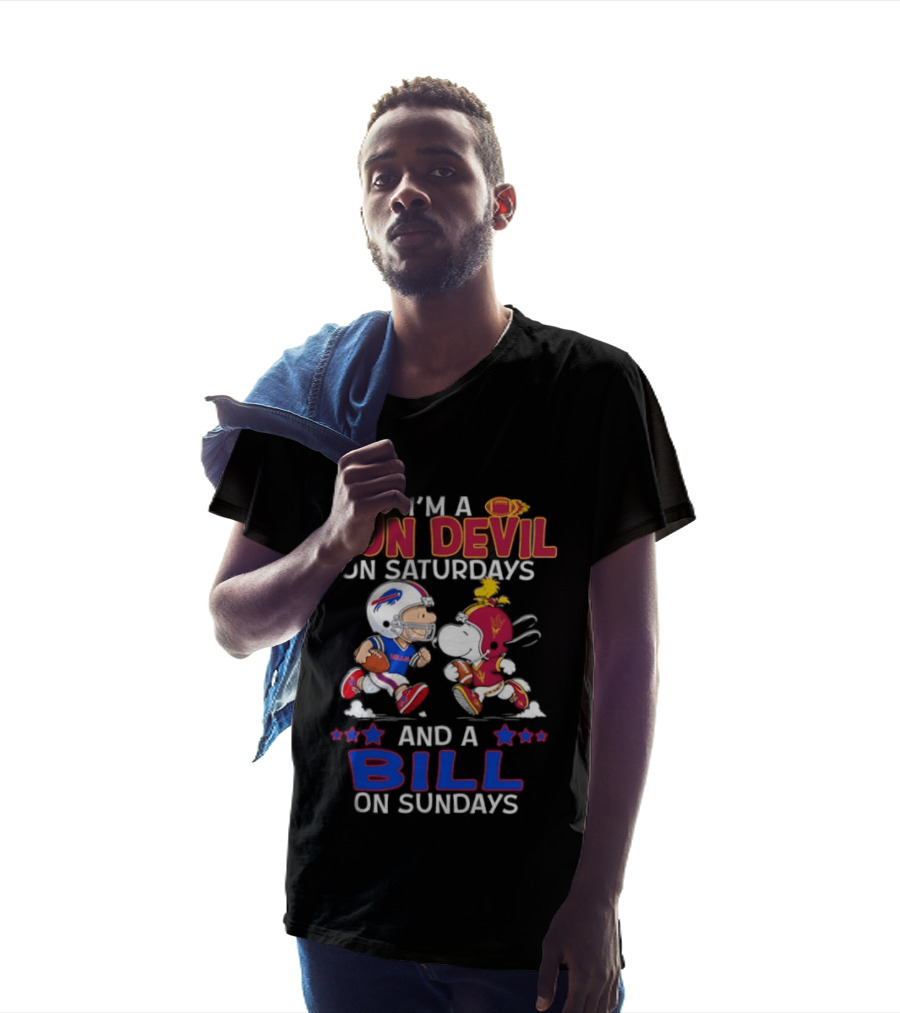 I'm A Sun Devil On Saturdays And A Bill On Sundays Football Fans Snoopy Charlie Brown T-Shirt