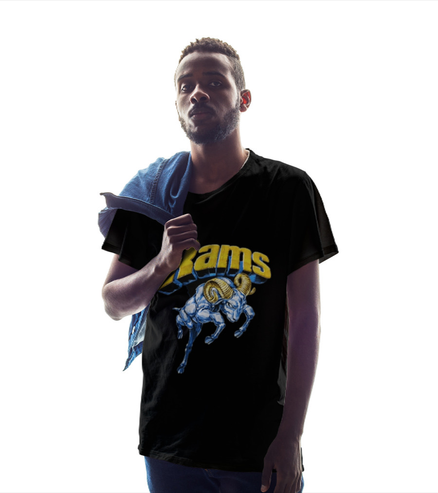 Rams Blue Bull Charging With Golden Horns Majestic Power T-Shirt