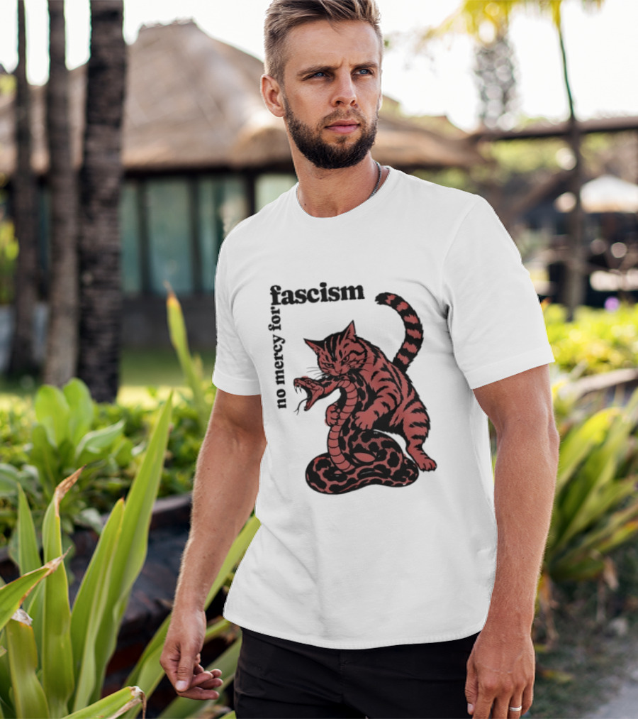 No Mercy For Fascism Cat And Snake T-Shirt