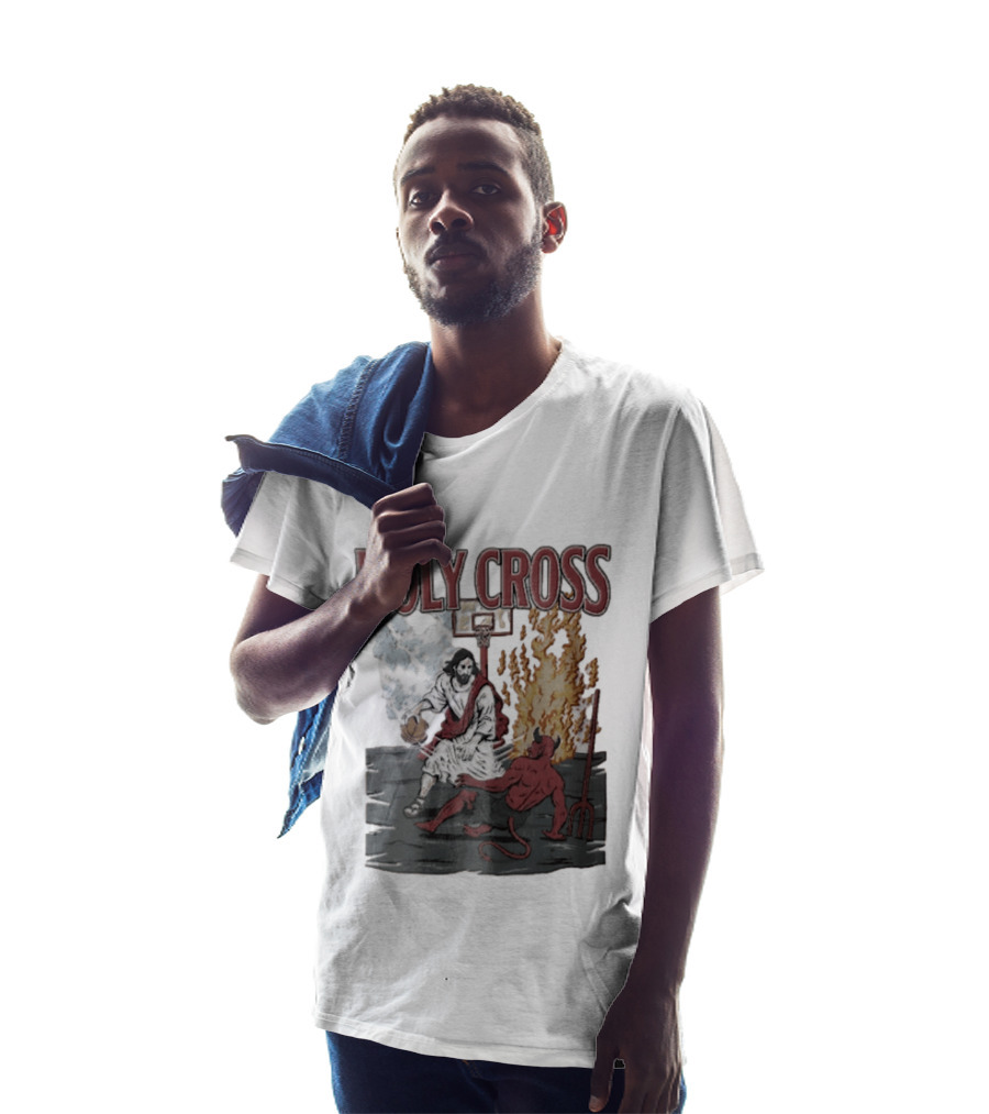 Holy Cross Basketball Player Versus Devil Duel T-Shirt
