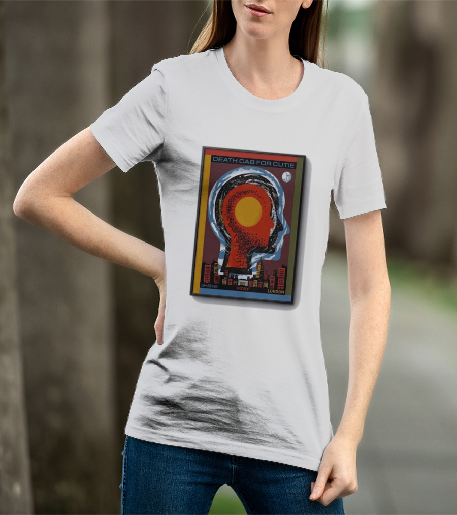 Death Cab For Cutie Troxy London 09.26.26 Concert Urban Skyline And Moon T-Shirt