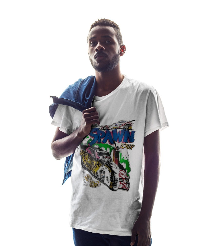 Spawn Tour Hell On Wheels Racing Car Skull Motif T-Shirt