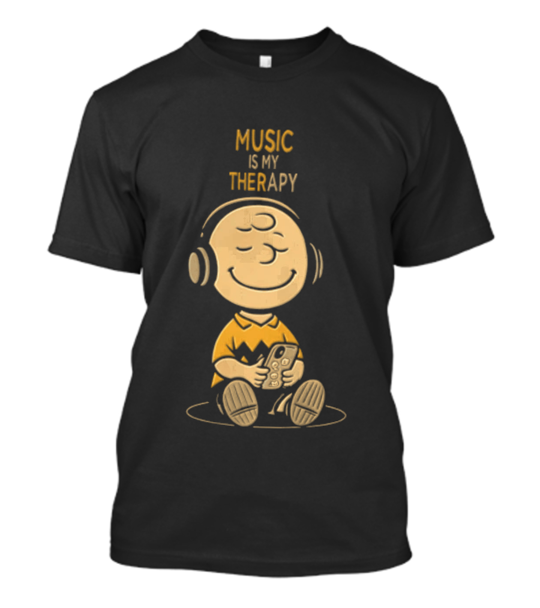 Charlie Brown Listening To Music Is My Therapy T-Shirt