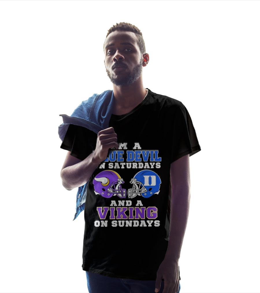 I'm A Blue Devil On Saturdays And A Viking On Sundays Football Helmets T-Shirt