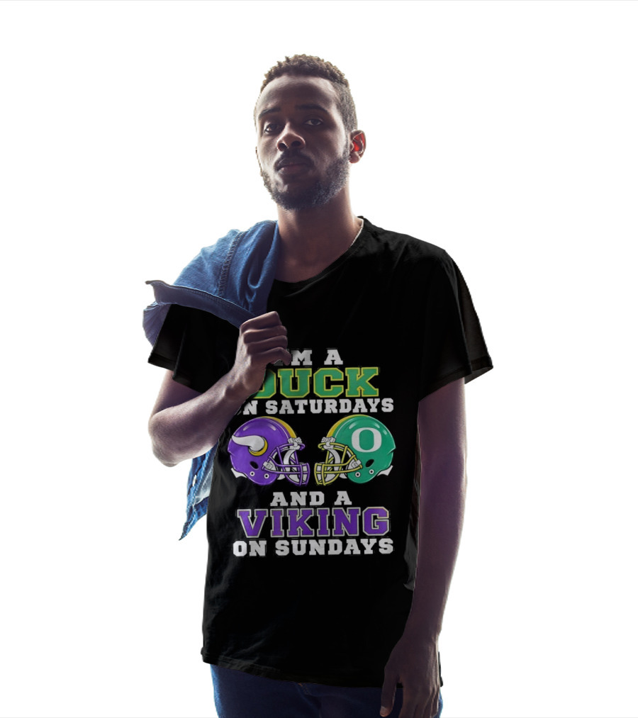 I'm A Duck On Saturdays And A Viking On Sundays Football Team Fan Gear T-Shirt