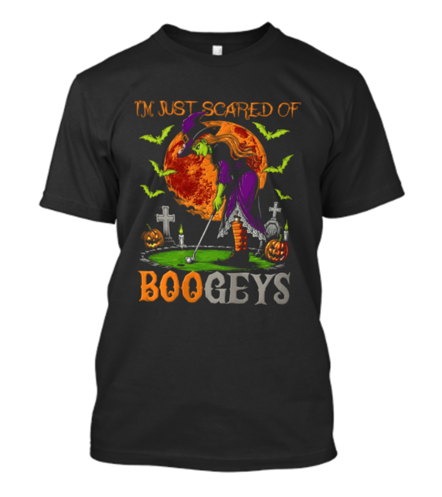 I'm Just Scared Of Bogeys Halloween Golf Witch Graveyard T-Shirt