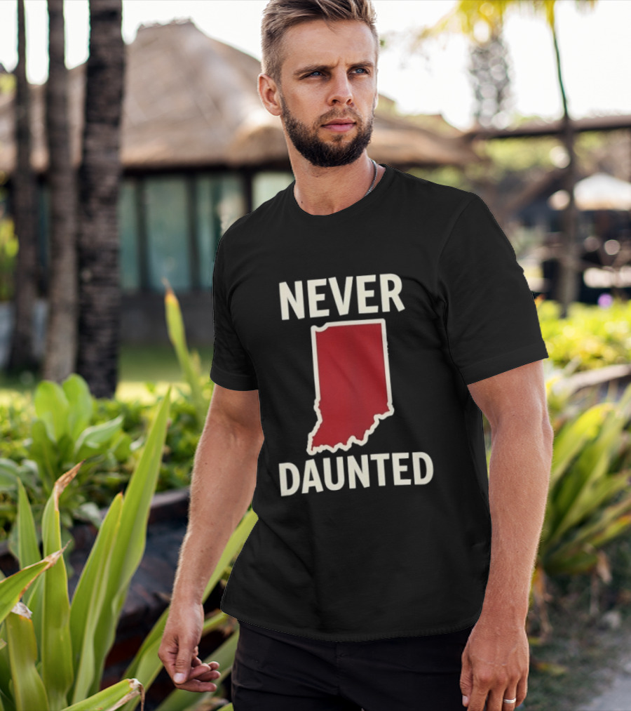 Never Daunted Indiana State Red Map T-Shirt