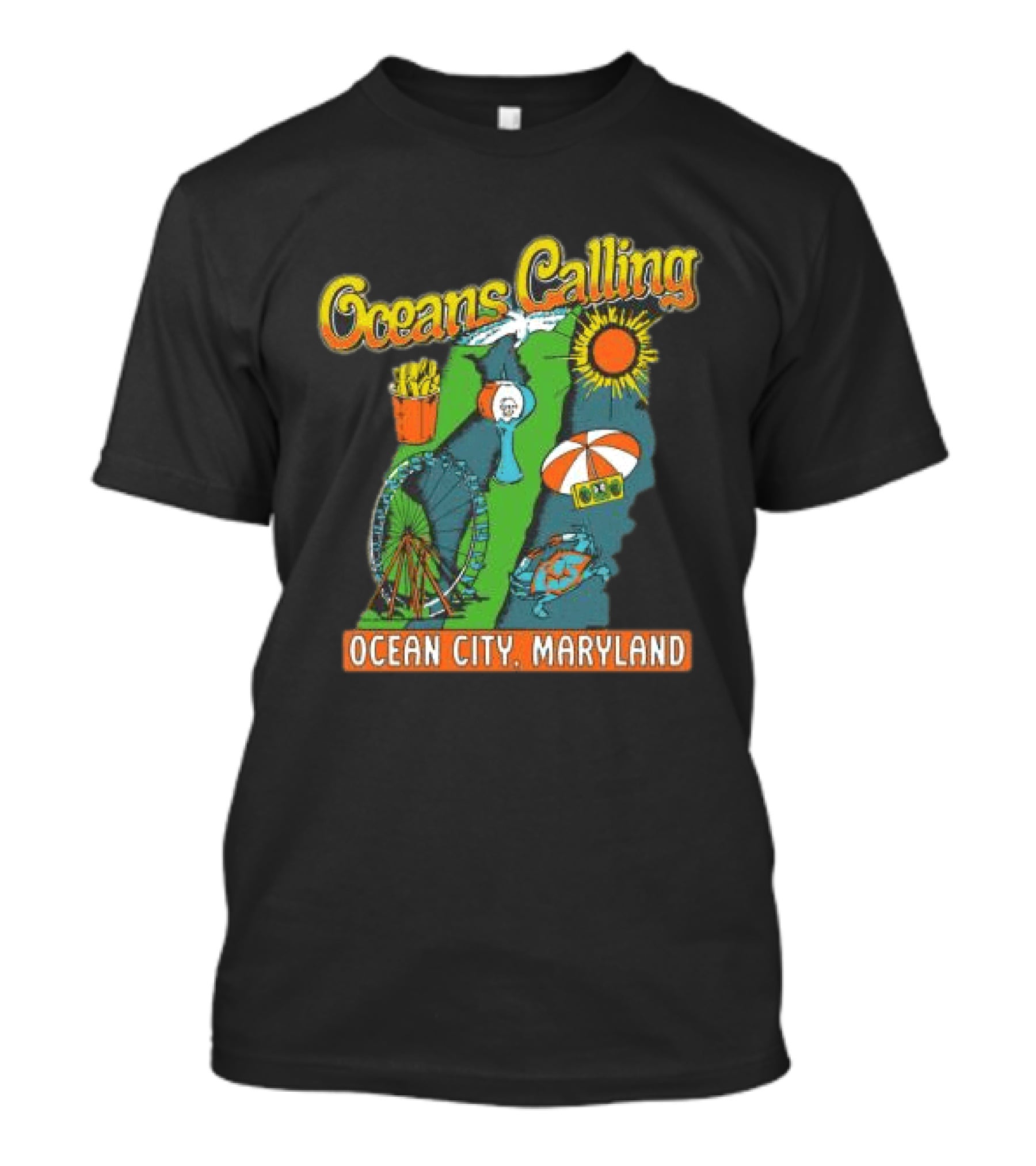 Oceans Calling Ocean City Maryland Festival Map Lineup T-Shirt