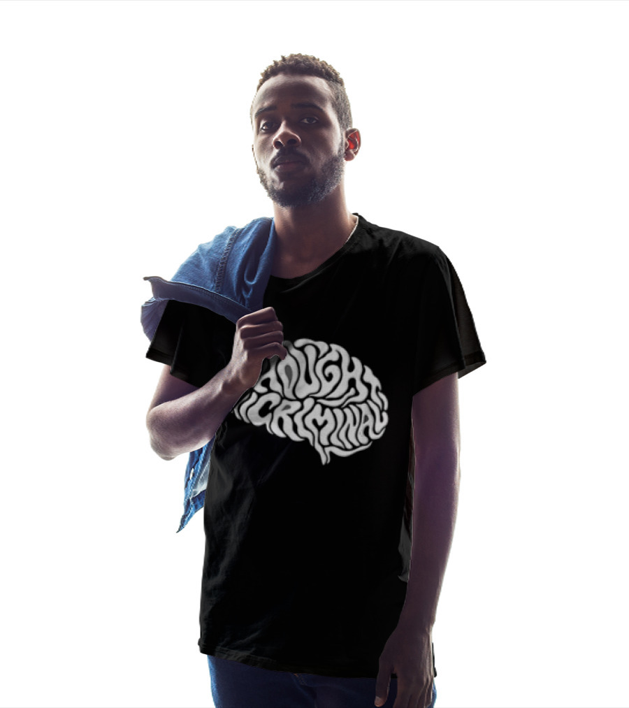 Thought Criminal Brain Text White T-Shirt