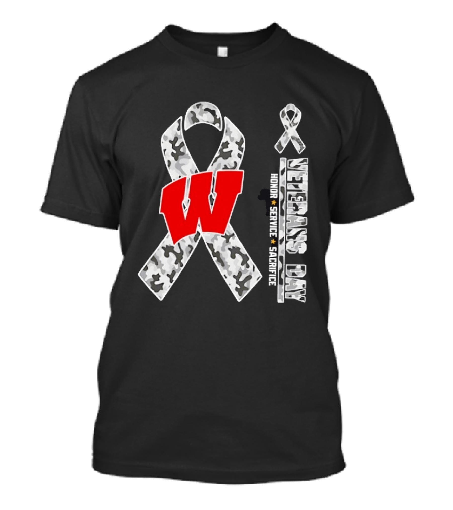 Wisconsin Badgers 2026 Veterans Day Camouflage Ribbon Honor Service Sacrifice T-Shirt