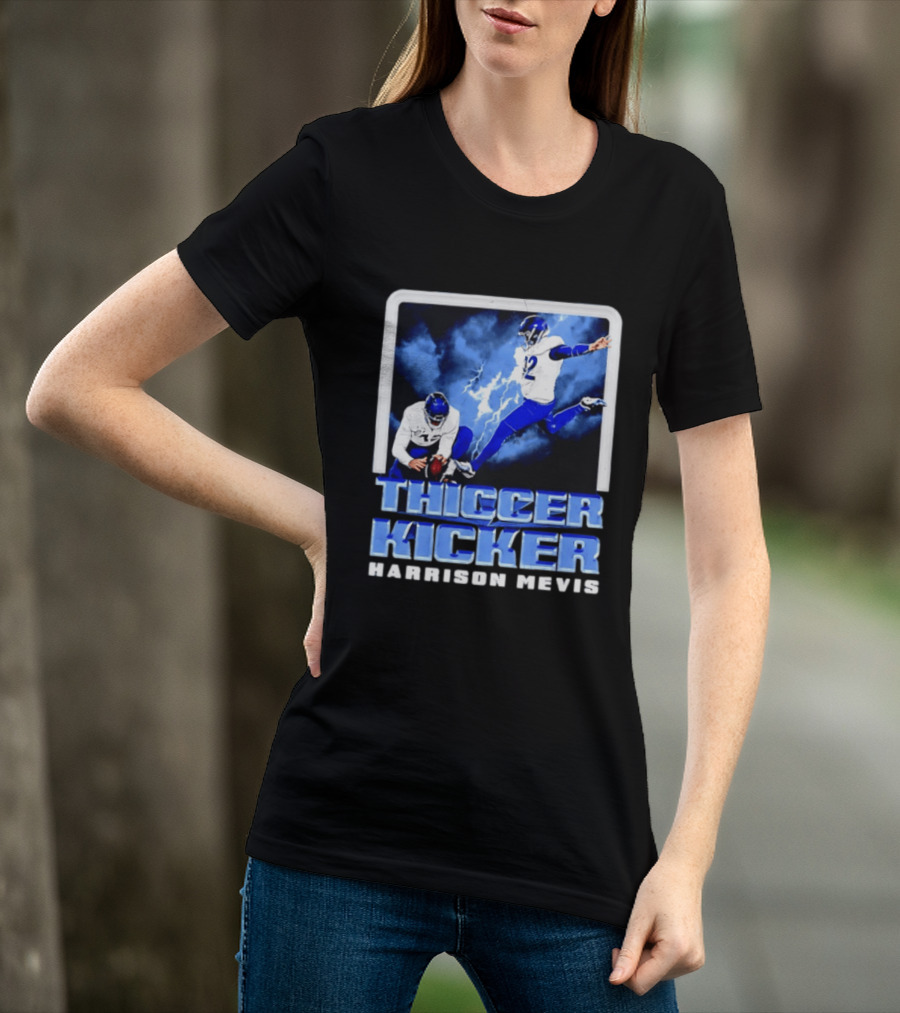 Los Angeles Rams Thiccer Kicker Harrison Mevis Football Action T-Shirt