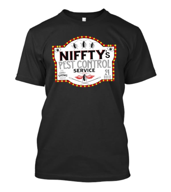Niffty's Pest Control Service Live Puppet Shows Nightly 24 Hour Hazbin Hotel T-Shirt