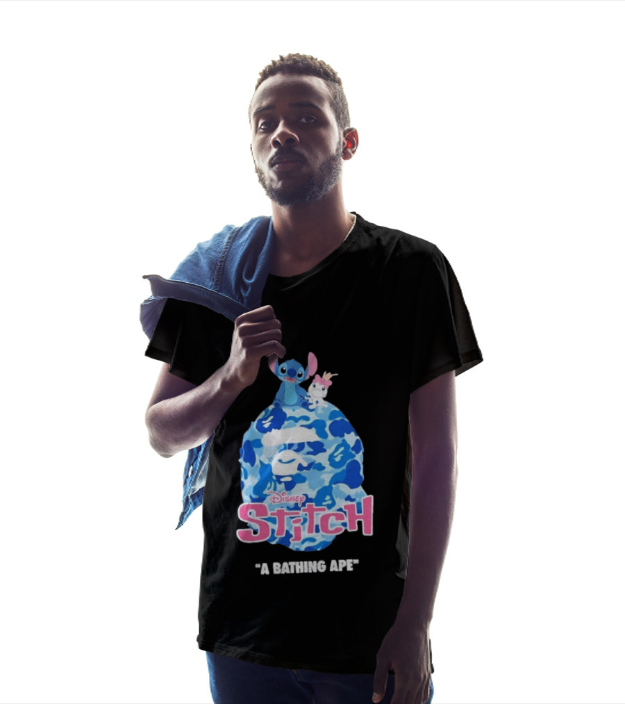 Disney Stitch A Bathing Ape Bape Camo Collaboration 2026 T-Shirt