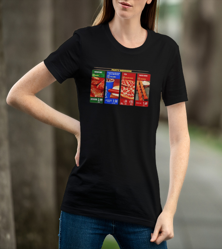 Party Members Menu Chicken Bake Sage Paladin Beverage Hot Dog Black Mage Pepperoni Pizza Dancer Twisted Churro T-Shirt