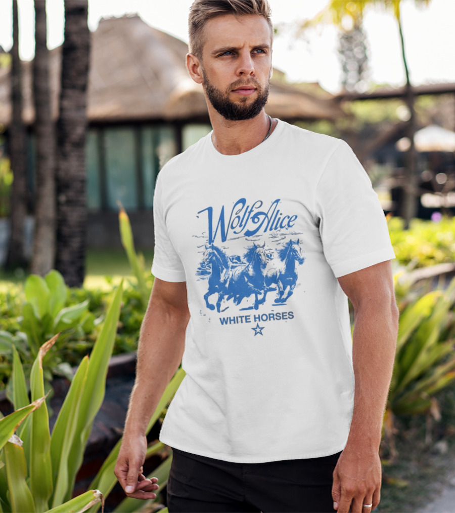 Wolf Alice Blue White Horses Star T-Shirt