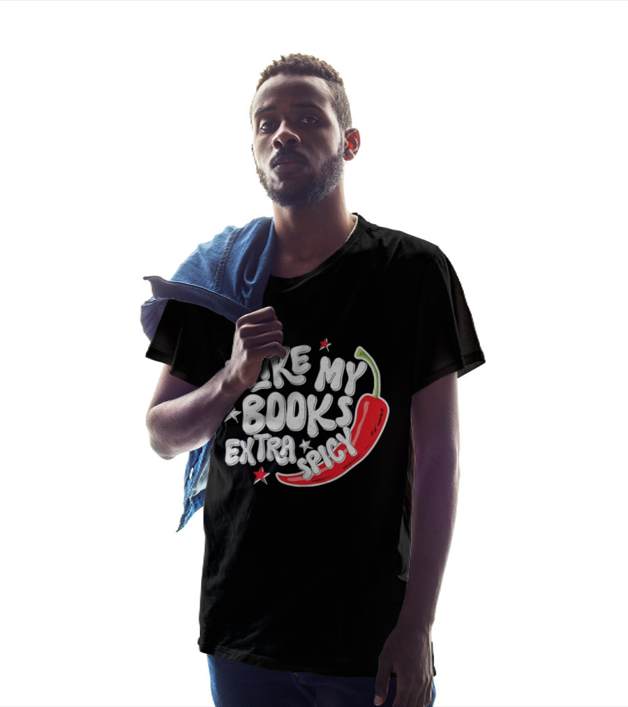 I Like My Books Extra Spicy Pepper Stars T-Shirt