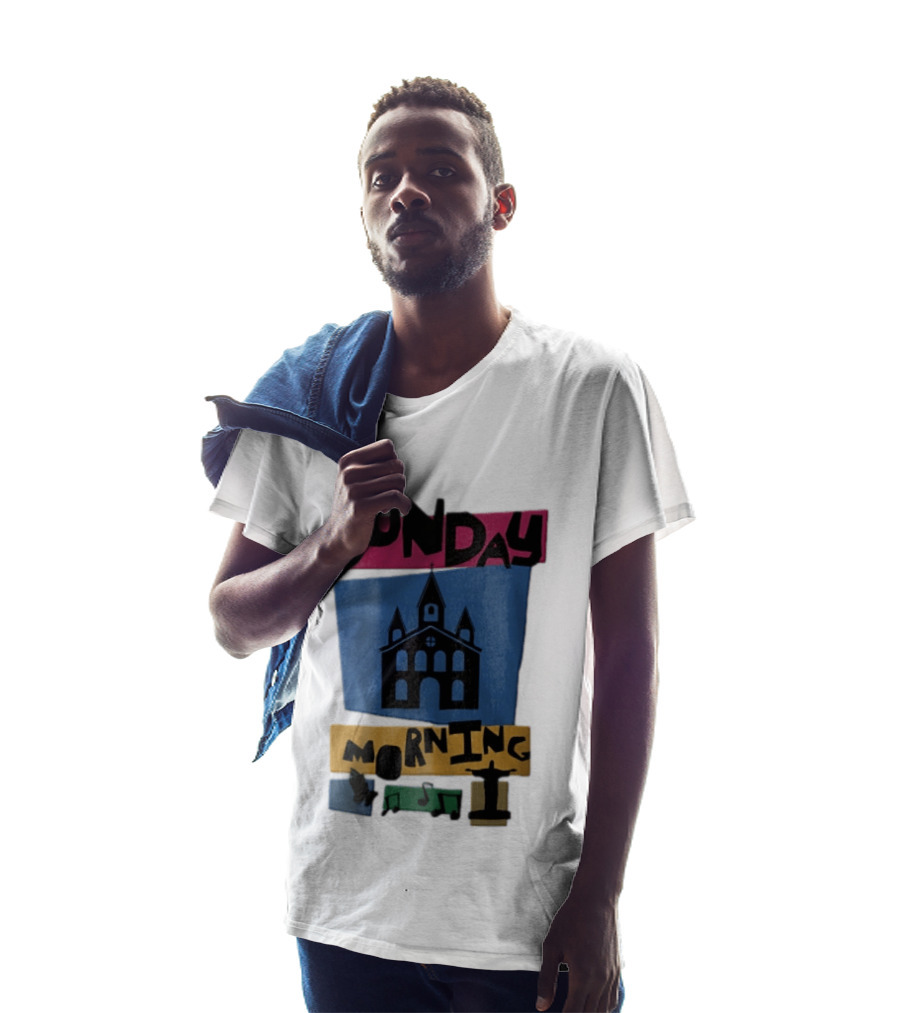 Sunday Morning Church Building Praying Hands Musical Notes Christ The Redeemer T-Shirt