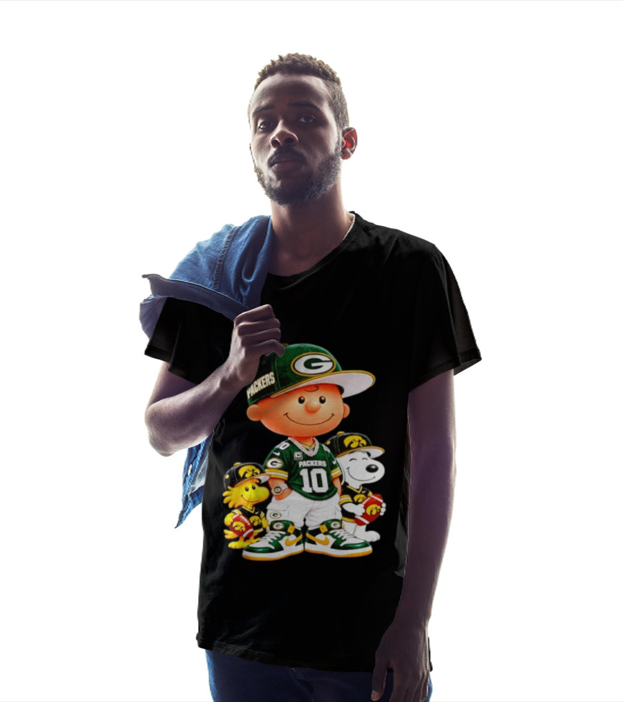 Charlie Brown Snoopy Woodstock Green Bay Packers 10 Jersey Football Fan T-Shirt