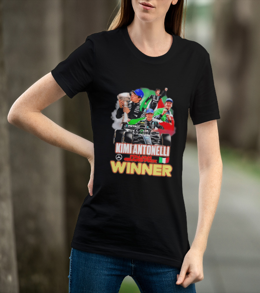 Kimi Antonelli Italian Grand Prix Winner Mercedes Racing Celebration T-Shirt
