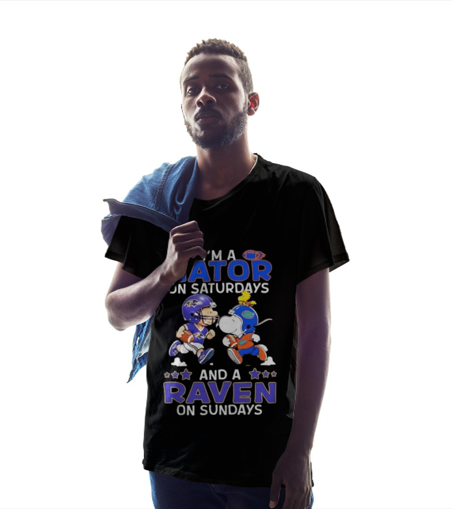 I'm A Gator On Saturdays And A Raven On Sundays Snoopy Charlie Brown Football T-Shirt