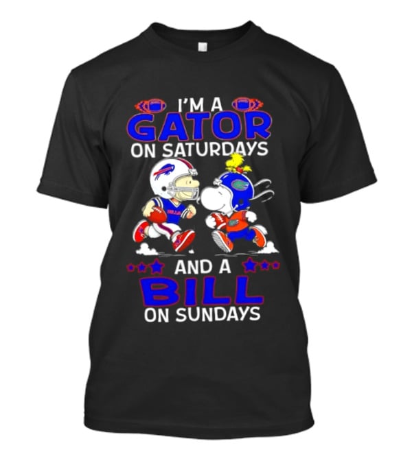 I'm A Gator On Saturdays And A Bill On Sundays Snoopy Charlie Brown Football T-Shirt