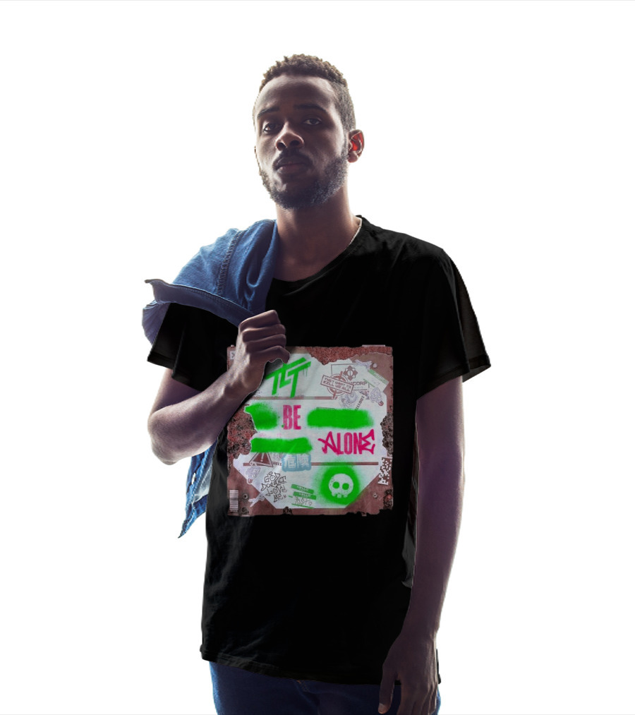 The Living Tombstone Be Alone Graffiti Skull Hazard Neon T-Shirt