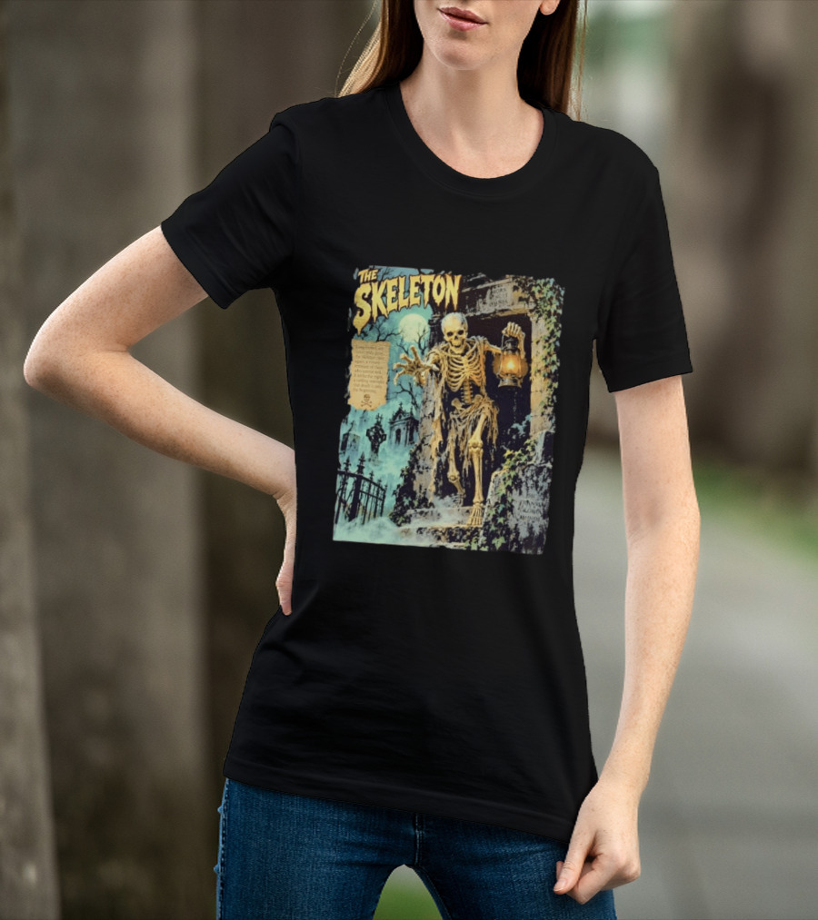 The Skeleton Mors Vincit Omnia Sic Transit Gloria Mundi Lantern Night Scene T-Shirt