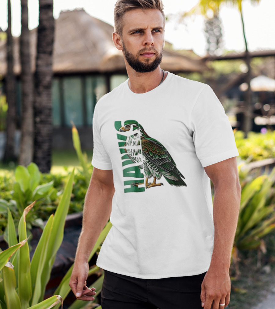 Atlanta Hawks Green Brown Hawk Bird Profile View T-Shirt