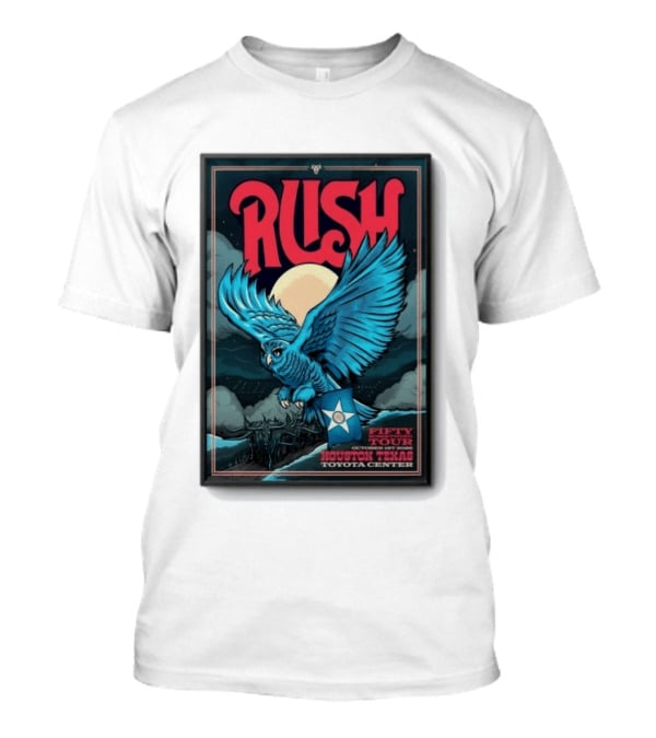 RUSH Houston Texas 10 1 2026 Owl Moon Toyota Center Fifty Tour T-Shirt