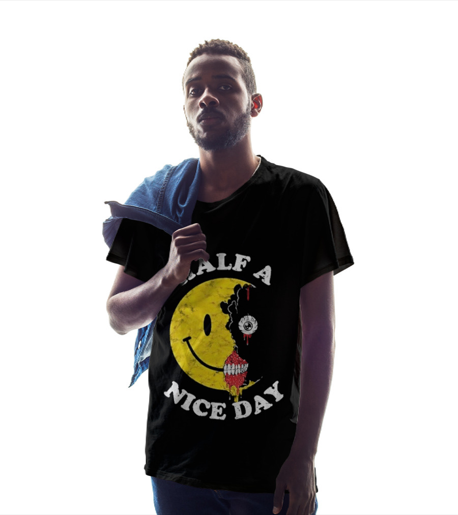 Beware Boiuna Lena Half A Nice Day Smiley Face Decay T-Shirt