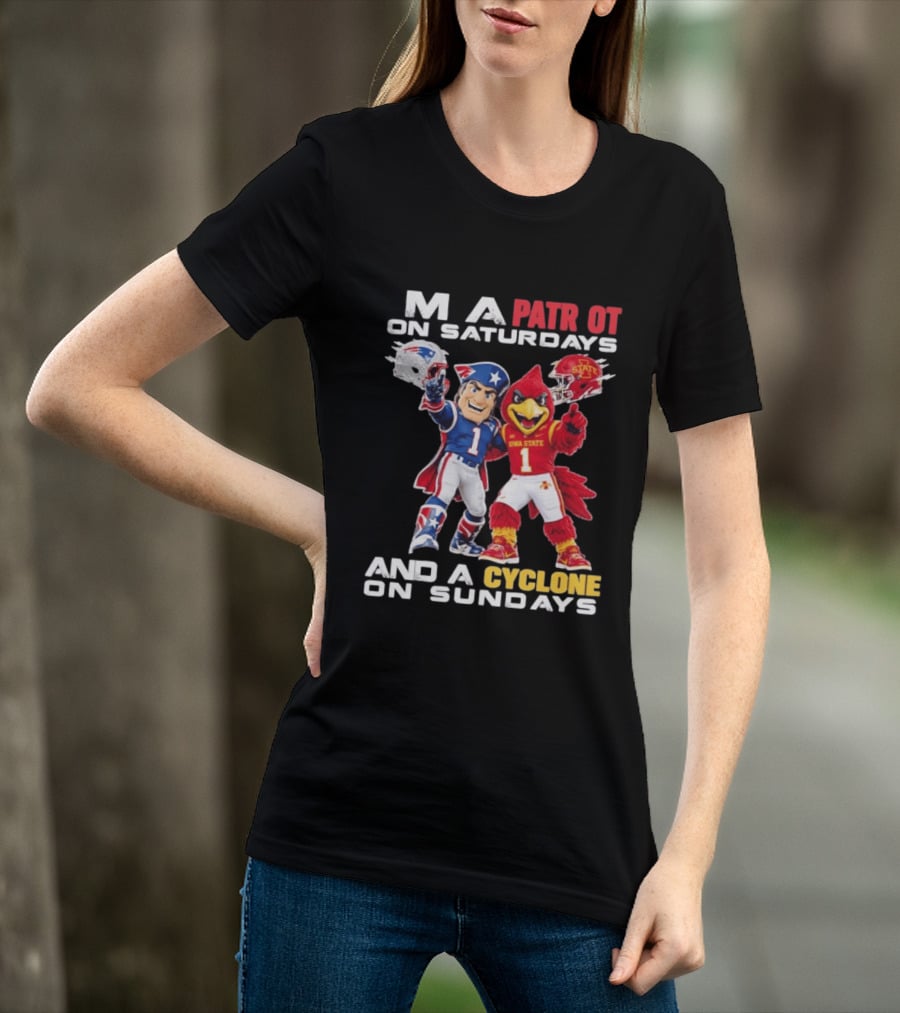 Patriot On Saturdays Cyclone On Sundays Iowa State Football Mascots T-Shirt