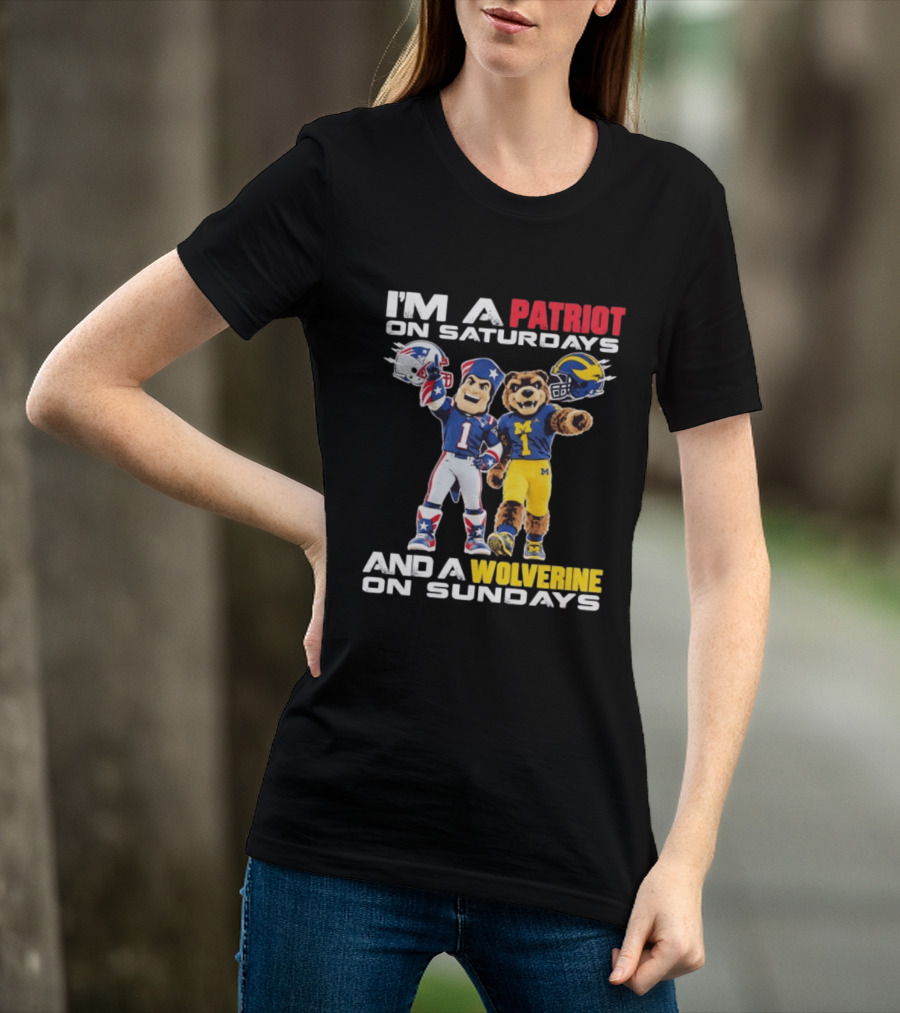 Patriot And Wolverine Football Mascots Saturdays Sundays T-Shirt