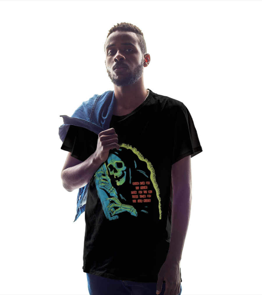 Knock Once For The Father Twice For The Son Three Times For The Holy Ghost Skeleton Grim Reaper T-Shirt