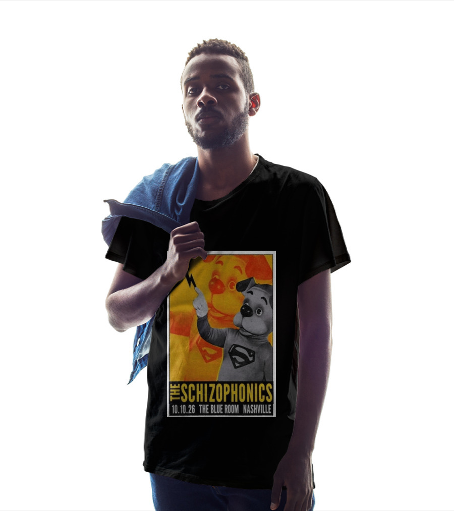 The Schizophonics The Blue Room Nashville 10.10.26 Concert Superman Dog Image T-Shirt